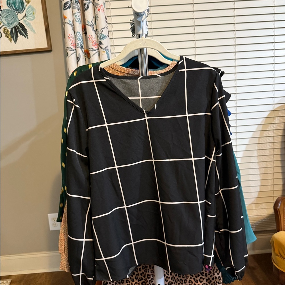Black and White Grid Blouse